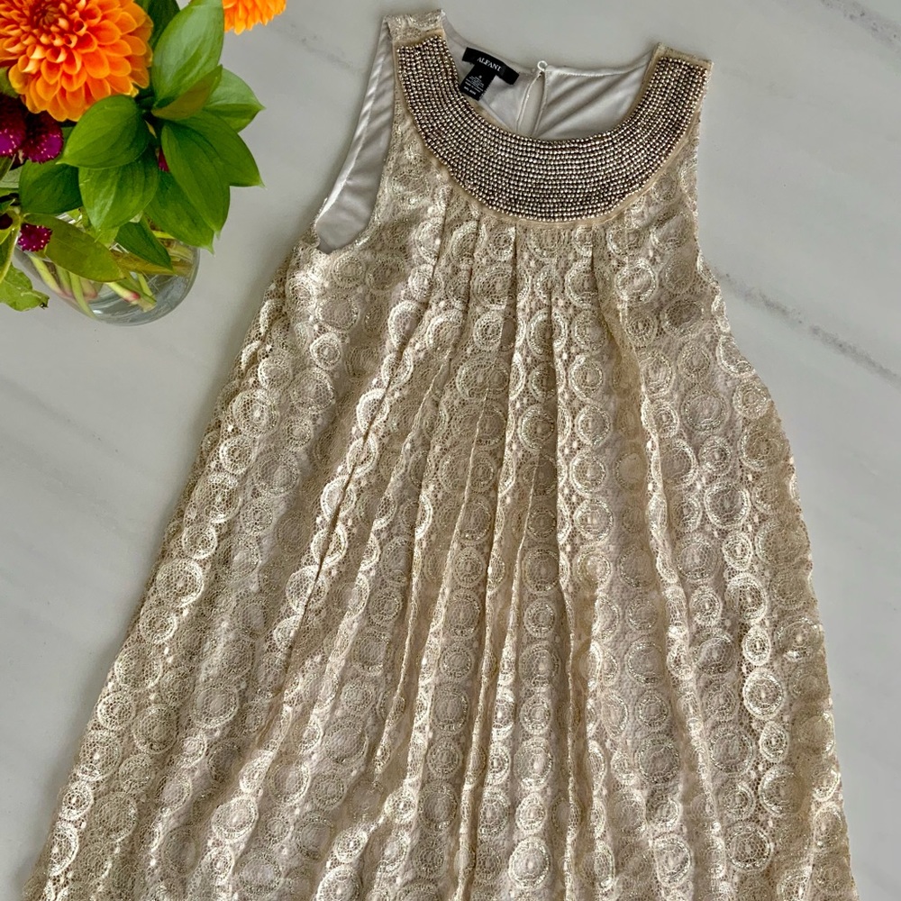 Alfani cocktail dress, gold, size: Small.